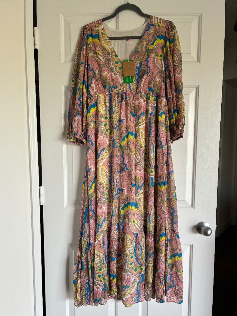 NWT Boden pink paisley floral print midi tea length dress 6 M